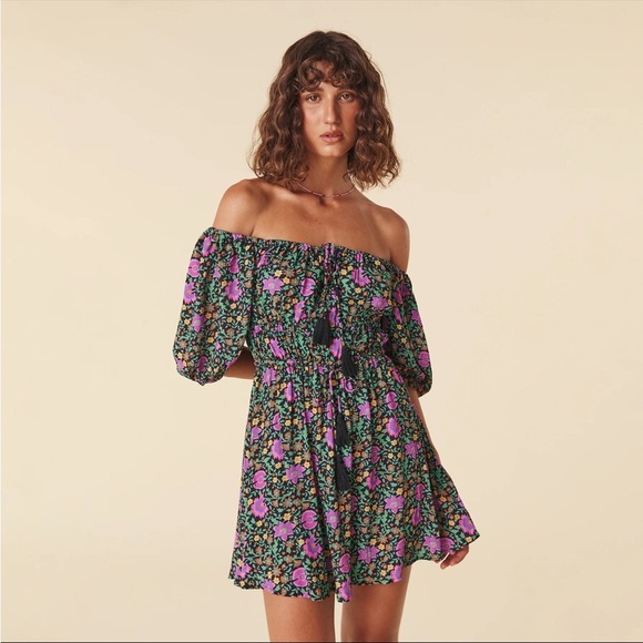 Spell & The Gypsy Collective Floral Village Mini Dress Forest - Picture 1 of 5